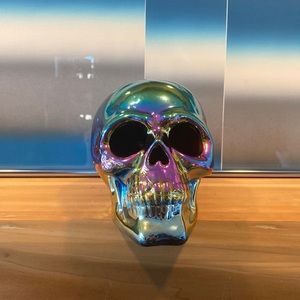 Rainbow Aura Quartz-Like Skull with Multi-Color LED Internal Light Source
